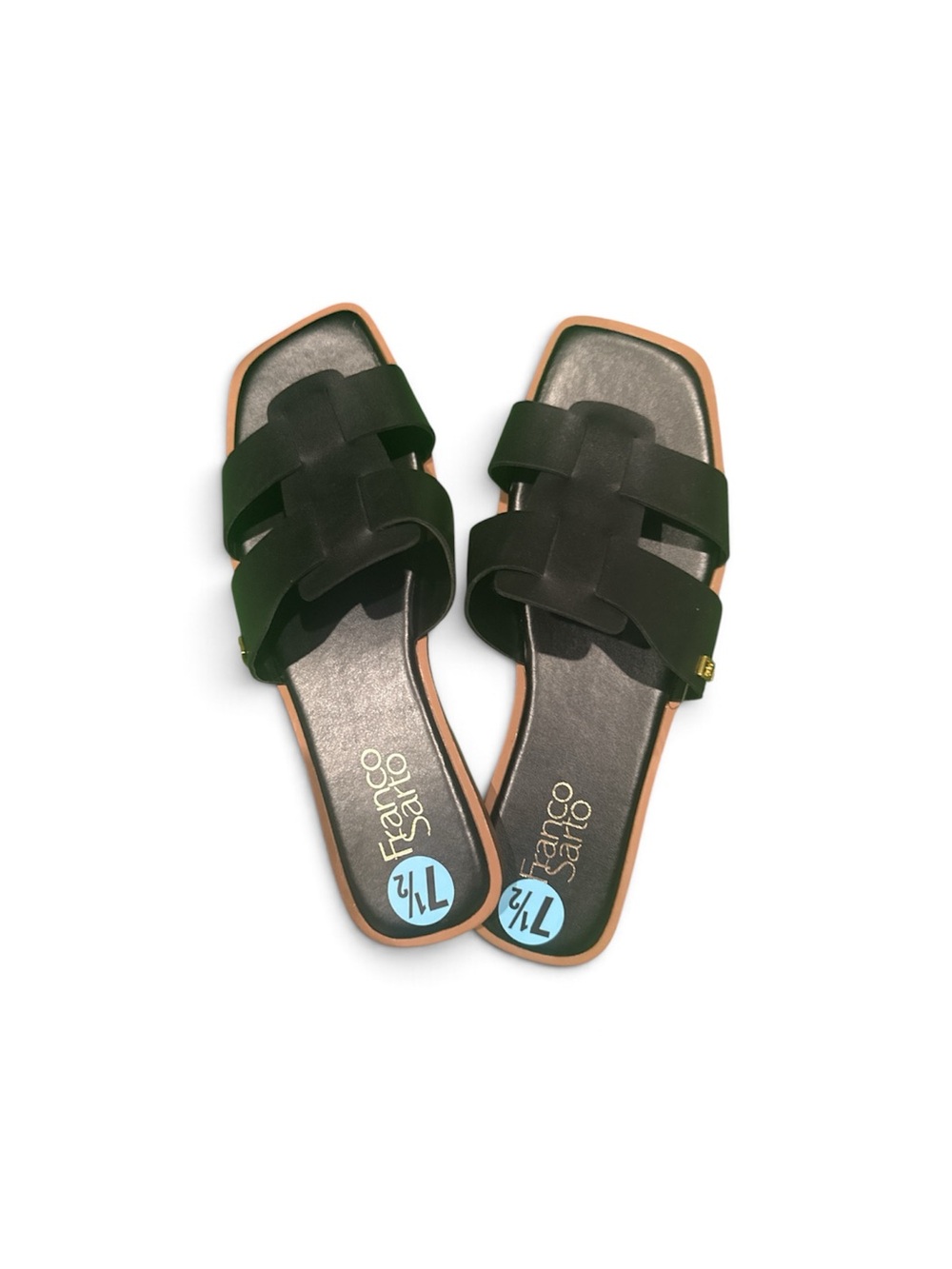 Franco Sarto Black Girls' Slide Sandals with Interwoven Straps